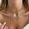 Temperament Creative Gold Color Multi Strand Beaded Flowe Tassel Pendant Necklace for Women Fashion Ins Style Party Jewelry Gift
