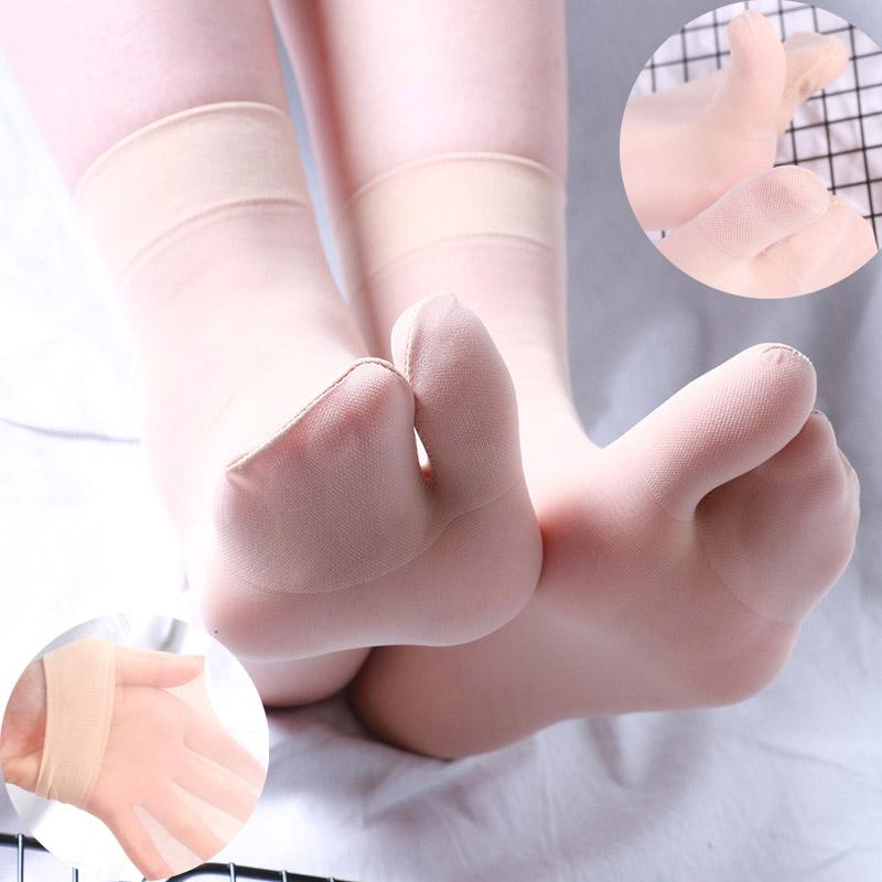 High Elastic Slim Solid Color Long Tube Two Toe Socks For Women Split Toe Calf Socks Spring And Summer Pure Cotton Sports Socks