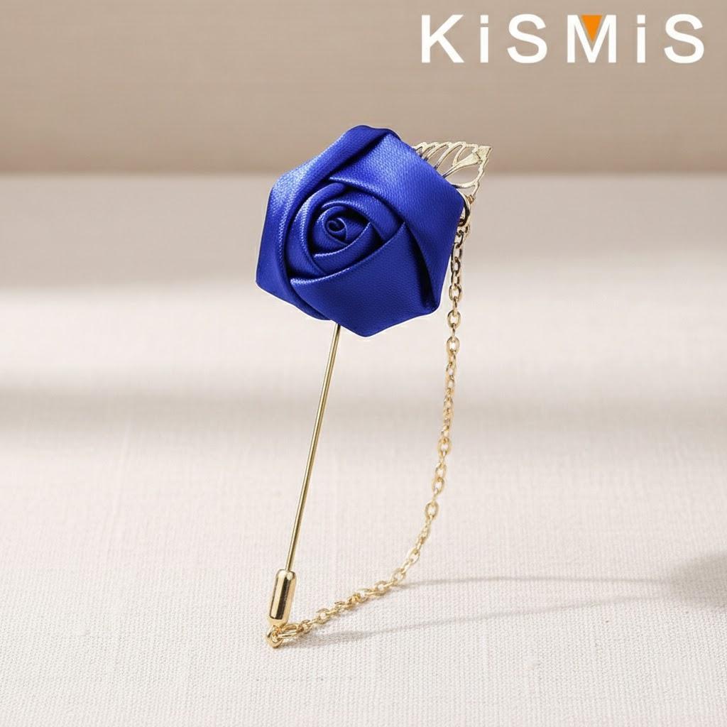 

Men s Suit Rose Flower Brooch Pin Canvas Fabric Ribbon Tie Brooch Unisex Clothing Accessories синий