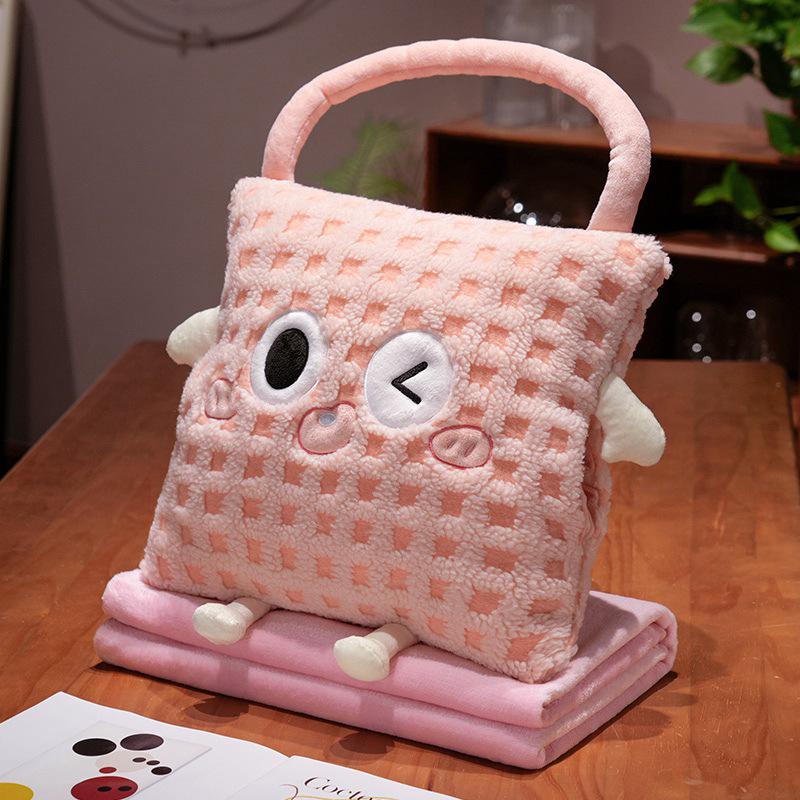 

Мультяшная дофаминовая подушка 3-в-1 из овечьей шерсти: Офисный сон, Подушка для дивана, Спинка для автомобиля Cushion розовый