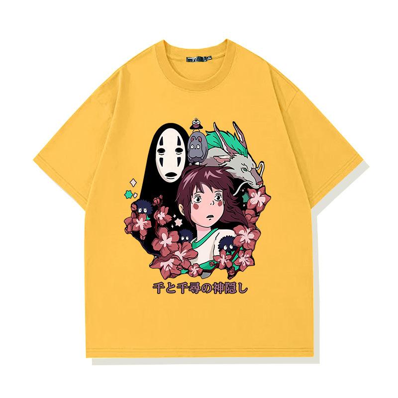 Japanese Anime Spirited Away 100% Cotton Short Sleeve T-shirt Men's and Women's Summer Fashion Brand Short Sleeve Clothes