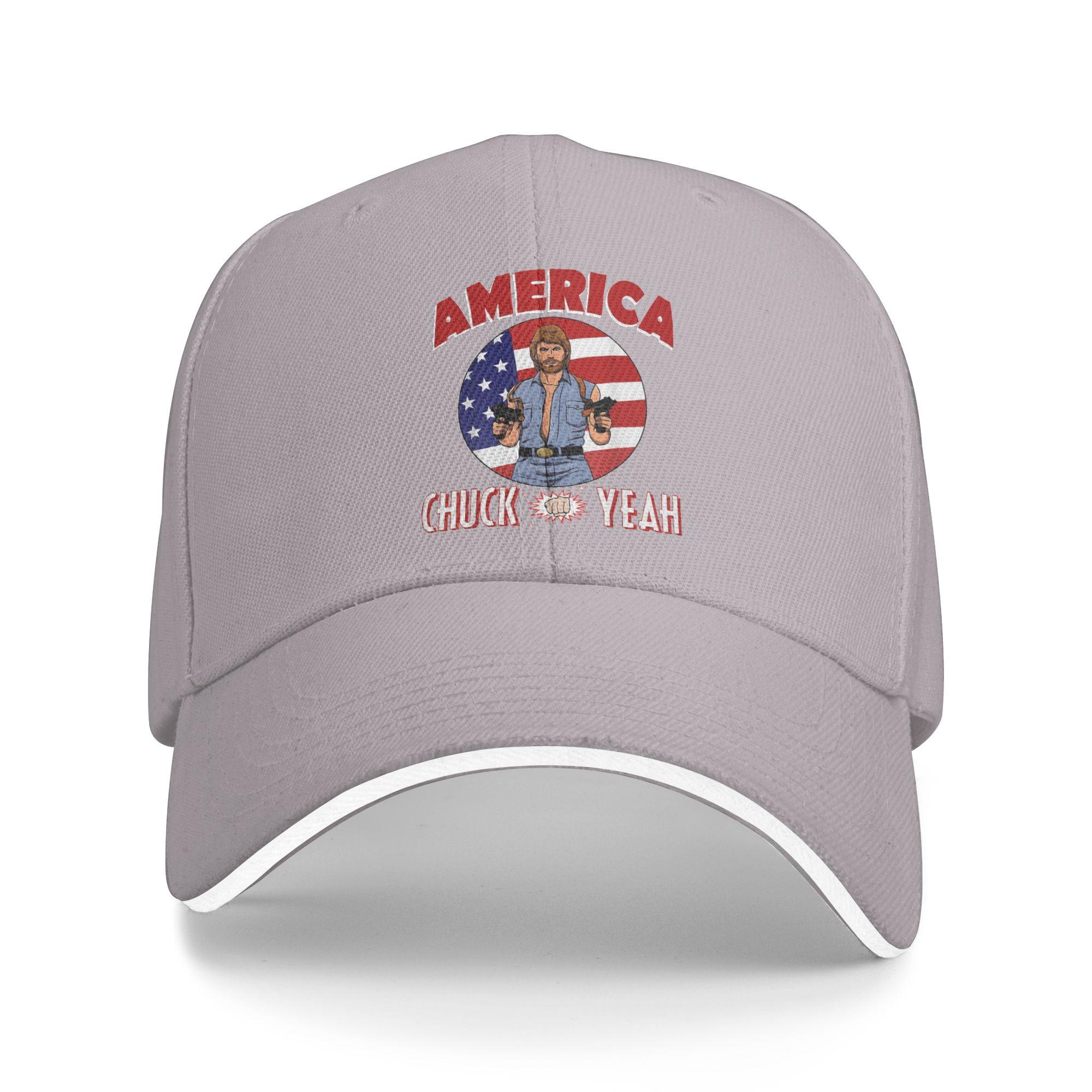 

Chuck Norris America Chuck Yeah Baseball Caps Popular Sandwich Caps Men Women Adjustable Dad Hat Sport One Size серый