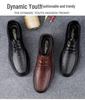 Men's Casual Leather Work Shoes - Low-Top, Height-Increasing, Handmade Cowhide, British Style