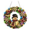 Handgefertigter festlicher Heimdekorations-Weihnachts-Diamantmalerei-Kranz-Bausatz mit LED-Lichterkette, Schneemann-Perlenkunst beleuchtete Türdekoration für Erwachsene,