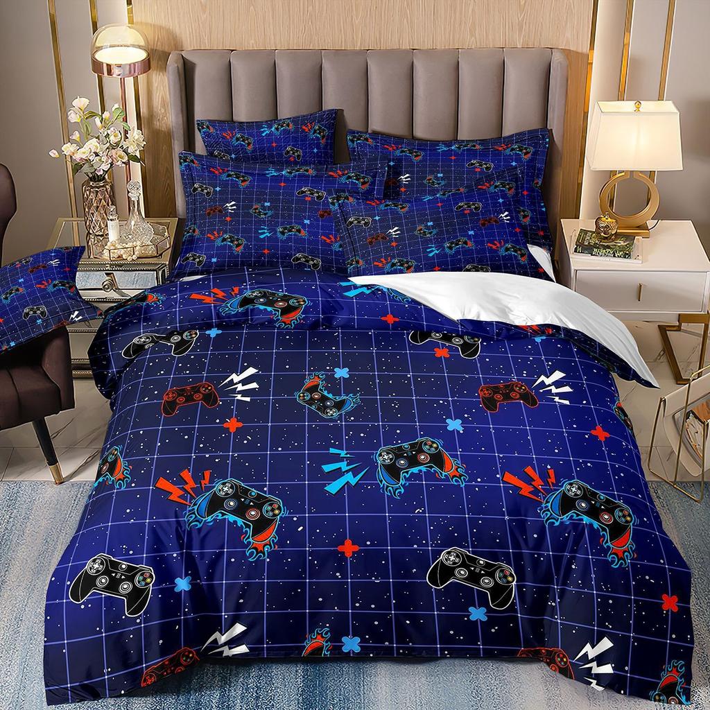 Videospiele Bettwäscheset Herren ,Gamecontroller Bettdeckenbezug mit Kissenbezügen für Jungen,Druck Spielen Duvet Cover Set Jugendliche