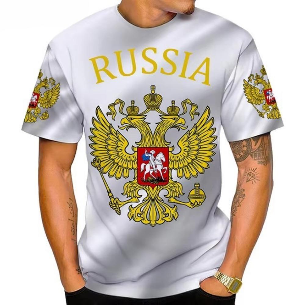 Flag Series 3D Digital Printed Men's Personalized and Fashionable Round Neck Short Sleeved T-shirt