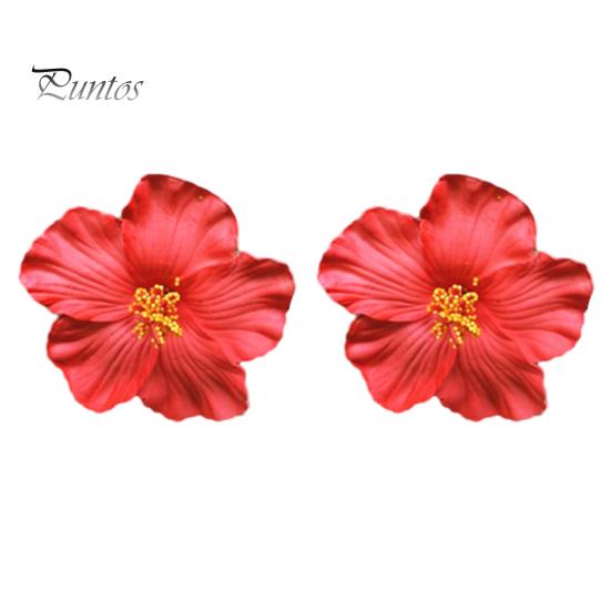 

1 пара женских заколок для волос в богемном стиле, большой цветочный декор, заколки для волос, яркие цвета, заколки для волос, морские пляжные аксессуары для волос красный