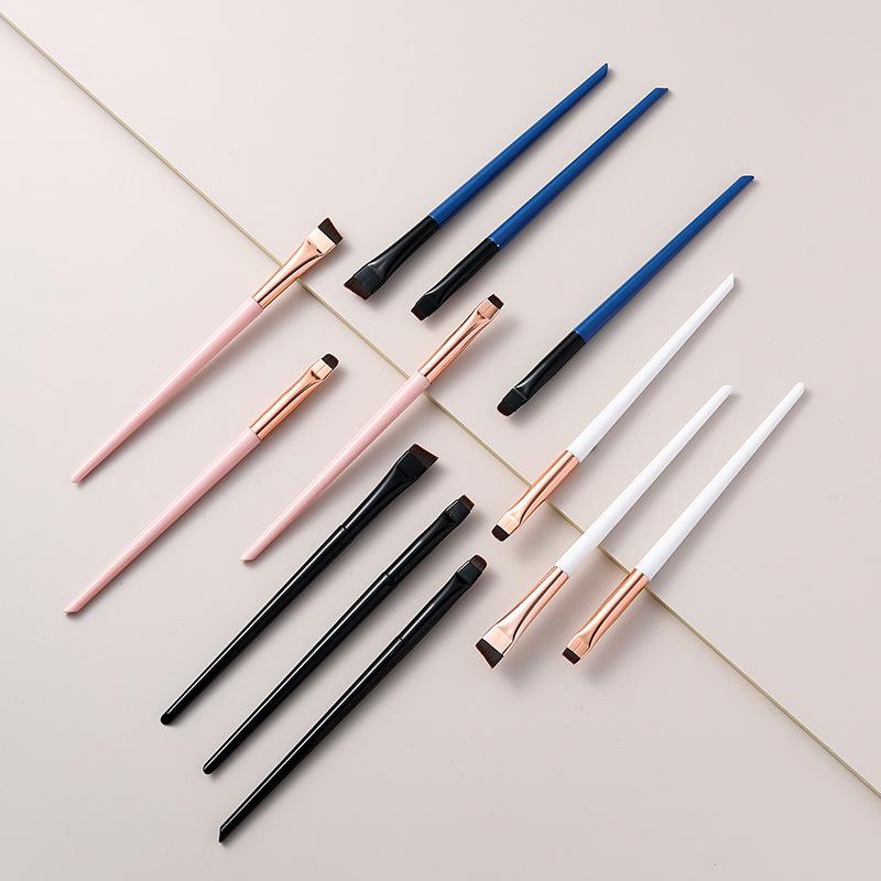 3-Piece Ultra-Thin Eye Makeup Brush Set: Blade Liner, Under-eye Shadow, and Slanted Eyebrow Brushes