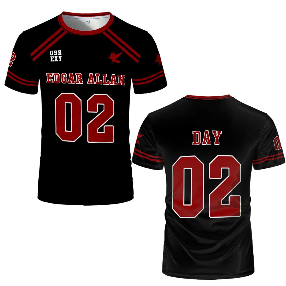 

New The Foxhole Court Edgar Allan Ravens Lacrosse Jersey Cosplay Riko Moriyama 3D Tshirt All for The Game Uniform 4XL