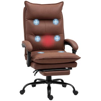 Office Chair with Massage and Heating Function, Footrest, Adjustable, Up To 120 Kg, Brown
