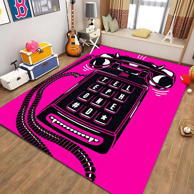 HD Printing Retro Phone Carpet for Living Room Cartoon Children's Bedroom Sofa Doormat Floor Tapete Anti-slip Decor Alfombra 3D