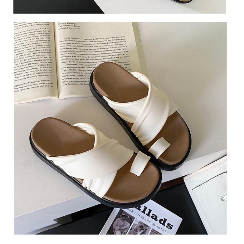 thick-soled toe slippers women's summer new beach wear cross-strap fashion casual versatile soft-soled sandals