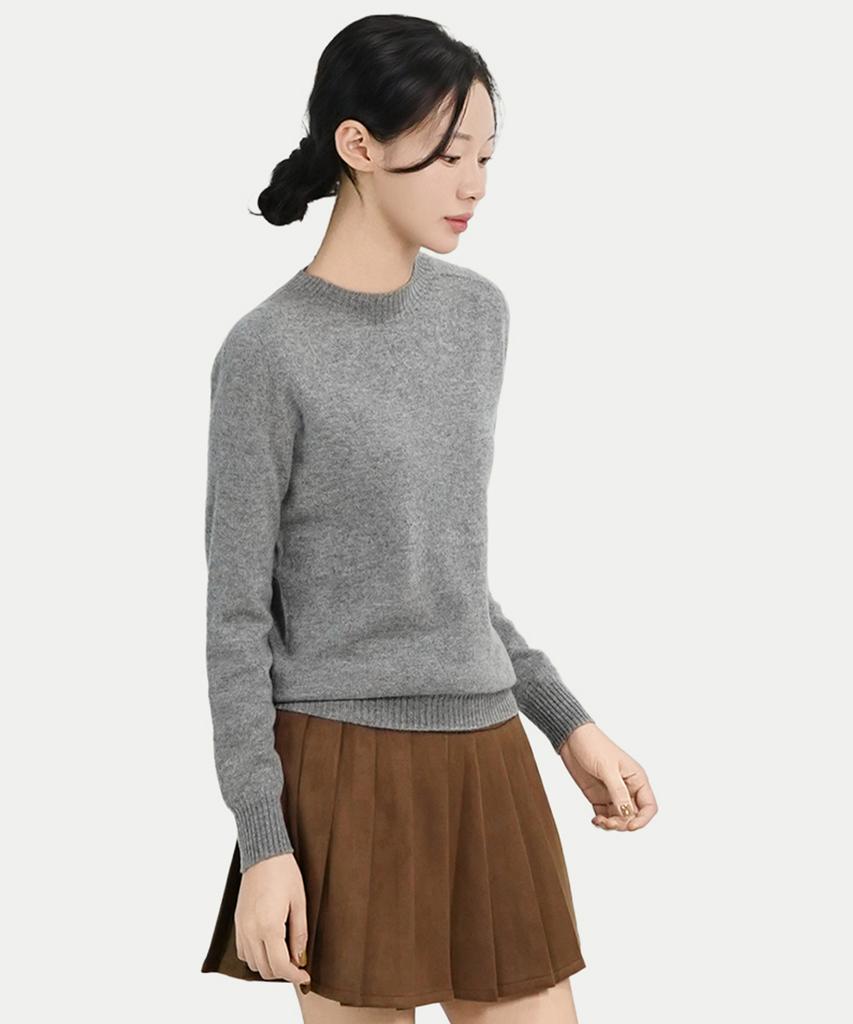 Keulleiseu 100% Wool Basic Knit Sweater_Gray