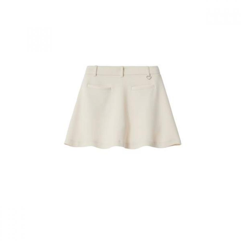 Goxo Metal Heart Flare Skirt Cream