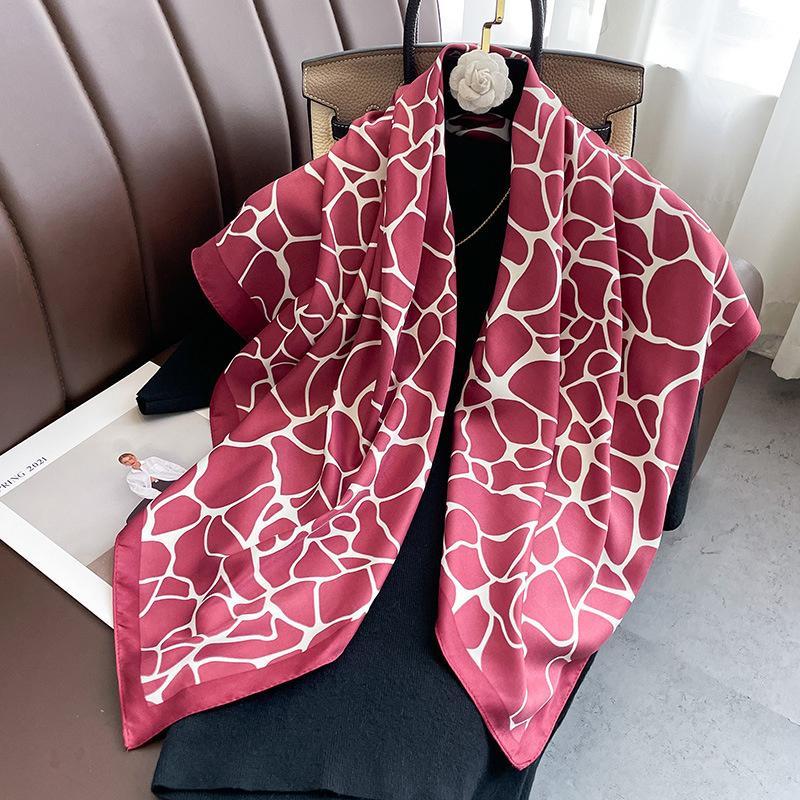 

Fashion Luxury Women Scarf Silk Square Crack Print Fashion Design Hijabs Female Neckerchief Scarves Wrap Headband Bandana 90X90CM