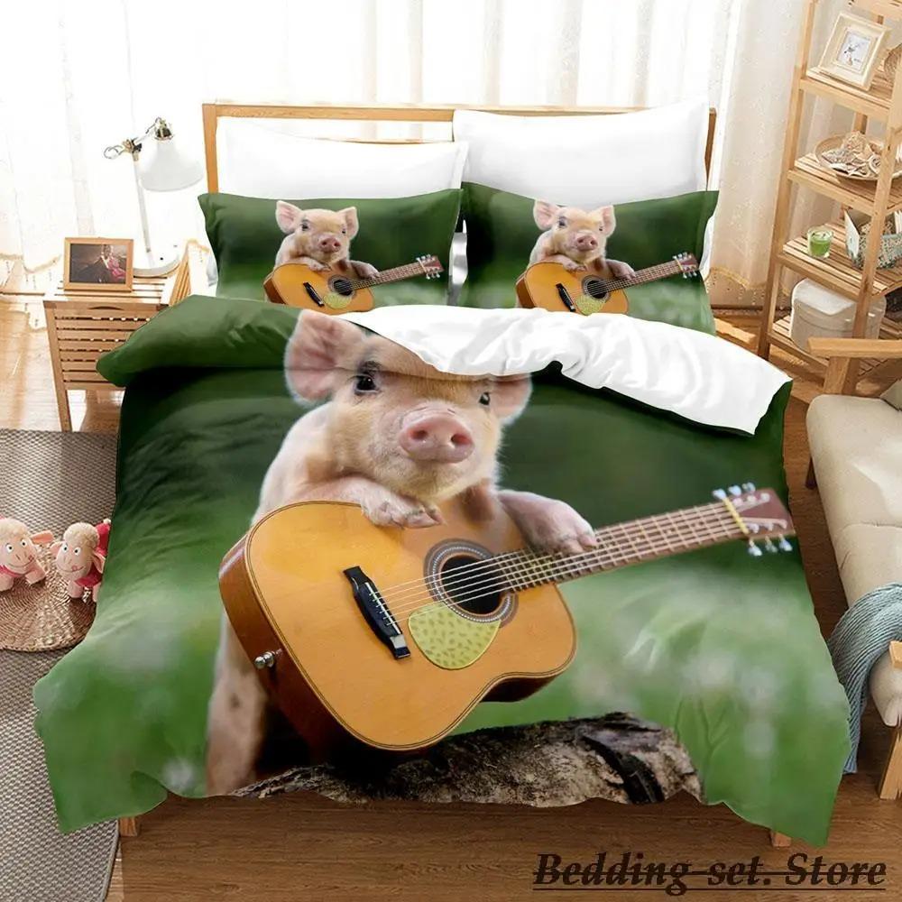 Funny Pig Bedding Set Single Twin Full Queen King Size Bed Set Aldult Kid Bedroom Duvetcover Sets Anime Parure De Lit Bed