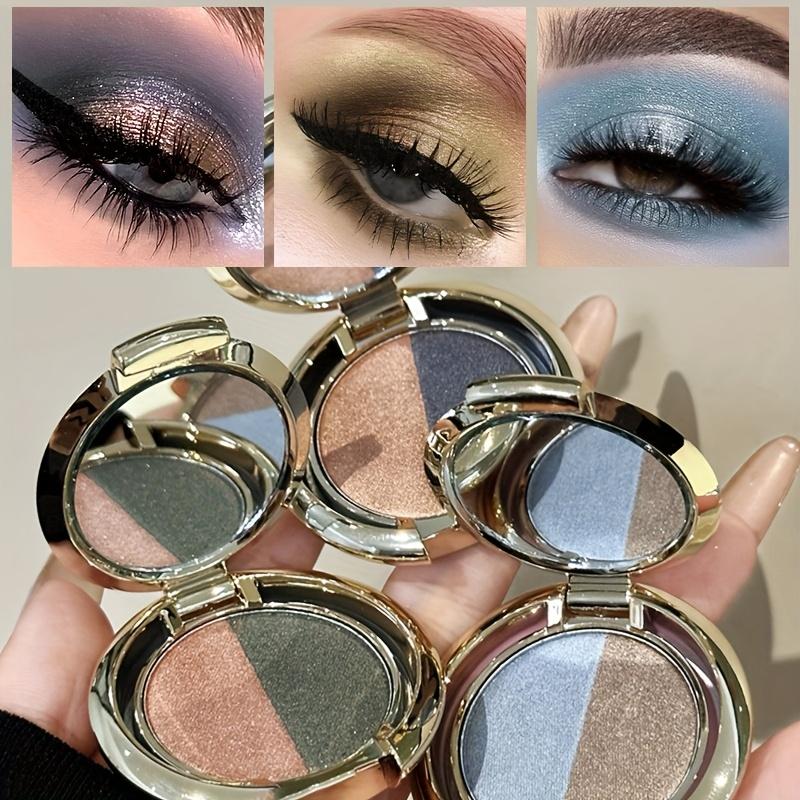 Zweifarbiger Lidschatten Schimmer & Smoky Braun/Blau-Schwarz Mehrfarbige Lidschattenpalette - Nass-/Trockenformel, Langanhaltender wasserfester & schweißfester Lidschatten
