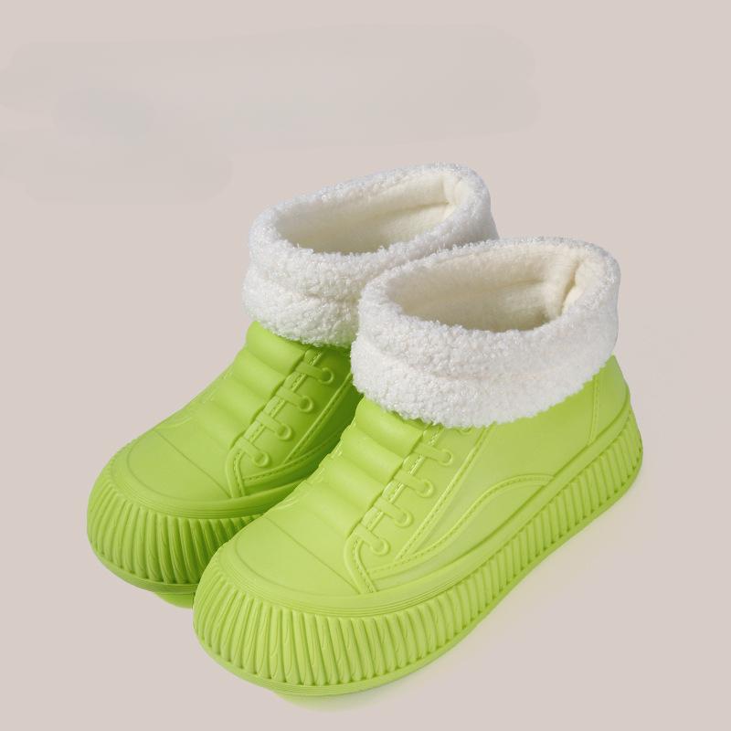 New Women's Fashion Waterproof and Wear-resistant Warm Velvet Short Rain Boots