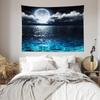 Sea Moonrise Tapestry Ocean Waves and Moonlit Night Living Room, Bedroom, Headboard Feature Wall Home Decor