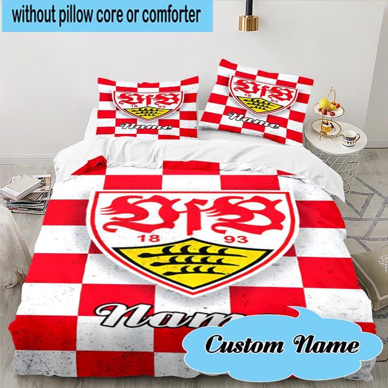3PCS Custom Name Stuttgart Crest Art Bedding Set, Including 1pc Duvet Cover And 2pcs Pillowcases, Suitable for dorms and bedrooms Gift