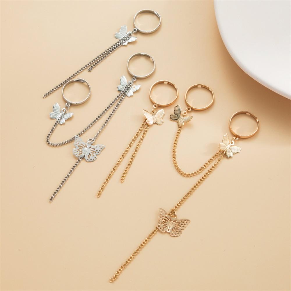 IF ME Personalized Butterfly Snake Ring Set Gold Silver Chain Ring for Women Accessories Jewelry