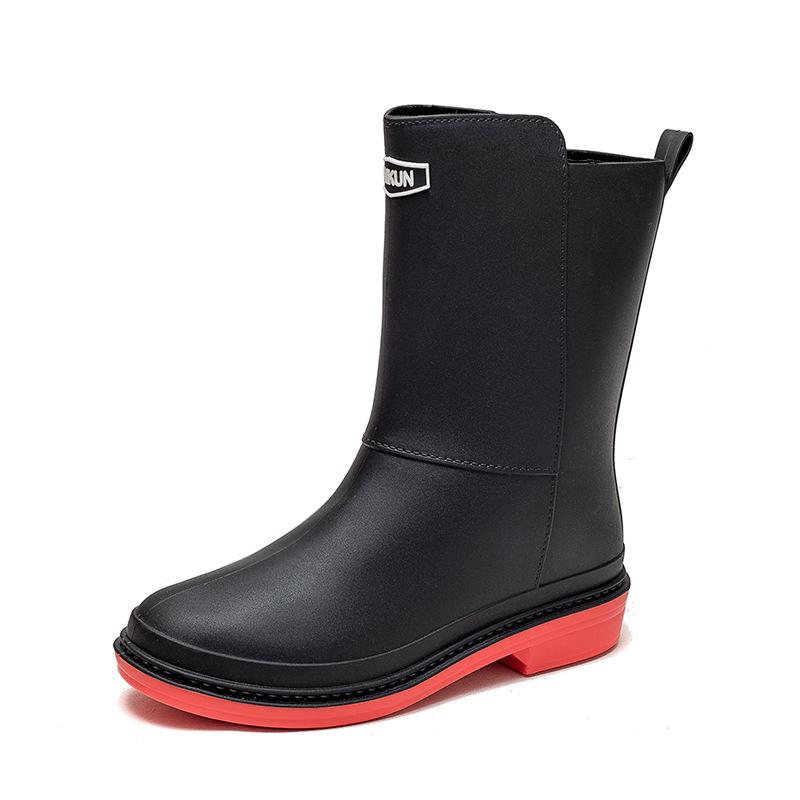 Medium tube water shoes women's non-slip rain shoes student water shoes rain boots rubber shoes water boots