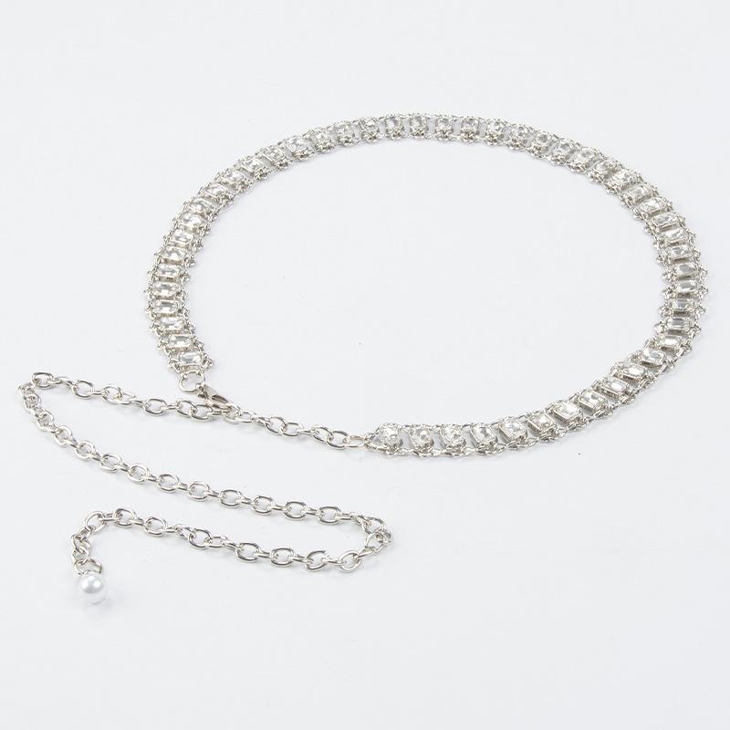 Women's Little Flavored Waist Chain Inlaid Diamond Crystal Accessories Women's Metal Chain with Skirt Dress Sweater