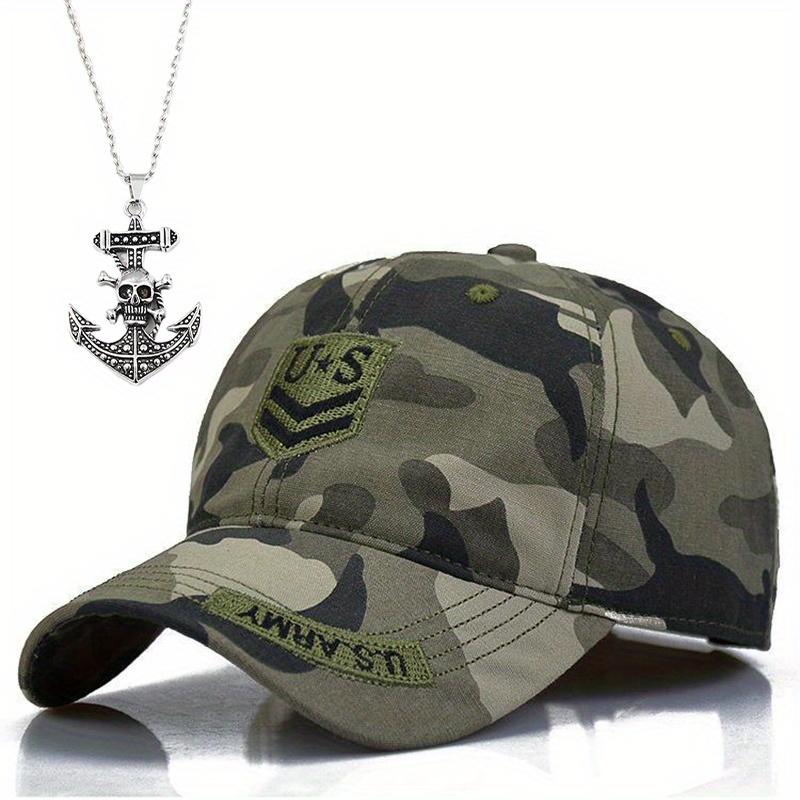 

2 шт. чоловіча бейсболка літера вишивка намисто набір випадковий сонця мода череп якір кулон намисто сонцезахисний козирок чистий червоний камуфляж качина язик кепка армія зелений колір