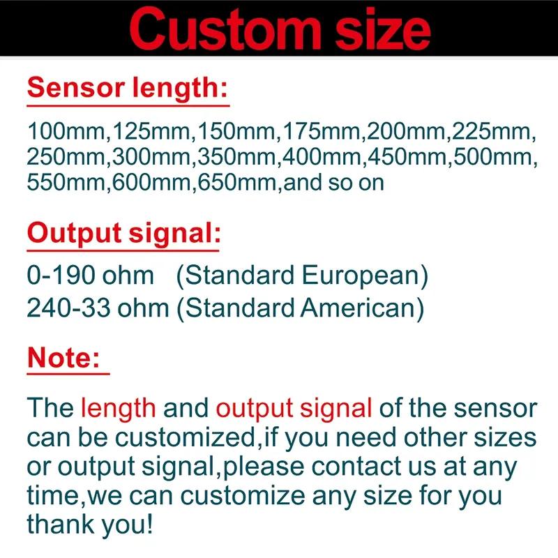 52MM Fuel Gauge with Fuel Level Sensor 150MM 175MM 225MM 275MM 500MM 0-190Ohm Sender Unit Oil Tank Level Indicator Red Backlight