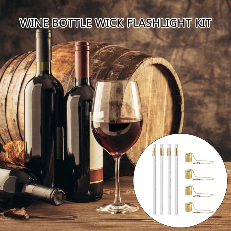Wine Bottle Lamp Set Including Oil Lamp Wicks and Light Caps, for Outdoor Oil Lamp Garden Torches Christmas Decoration
