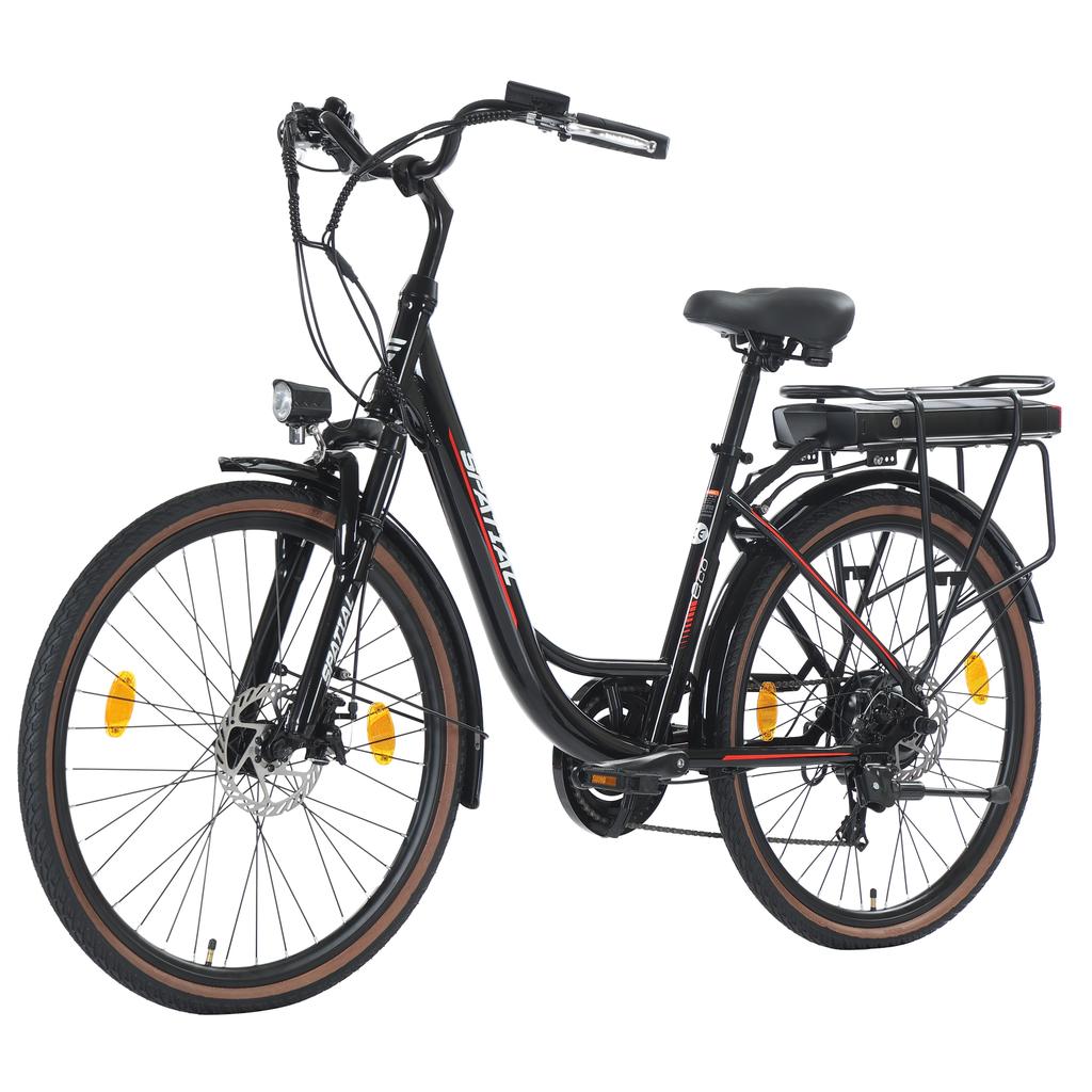 SPATIAL Shiny Electric Bicycle With TowSeat 350W Motor 36V13Ah Battery 26 Inch Tires E-Bike Outdoor Riding Electric Bike For Adult