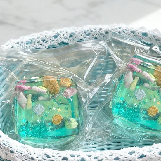 3D Cube Squeeze Toy Stress Anxiety Relief Clear Ocean Shell Cube Sensory Toy Portable Soft TPR Cube Pinch Toy Party Favors