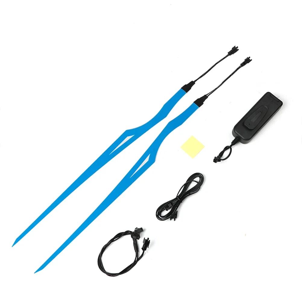 New 4-in-1 Motorcycle Bike Helmet LED Cold Light Strip EL Sticker Waterproof Warning Lights Motorcycle Night Riding Accessories