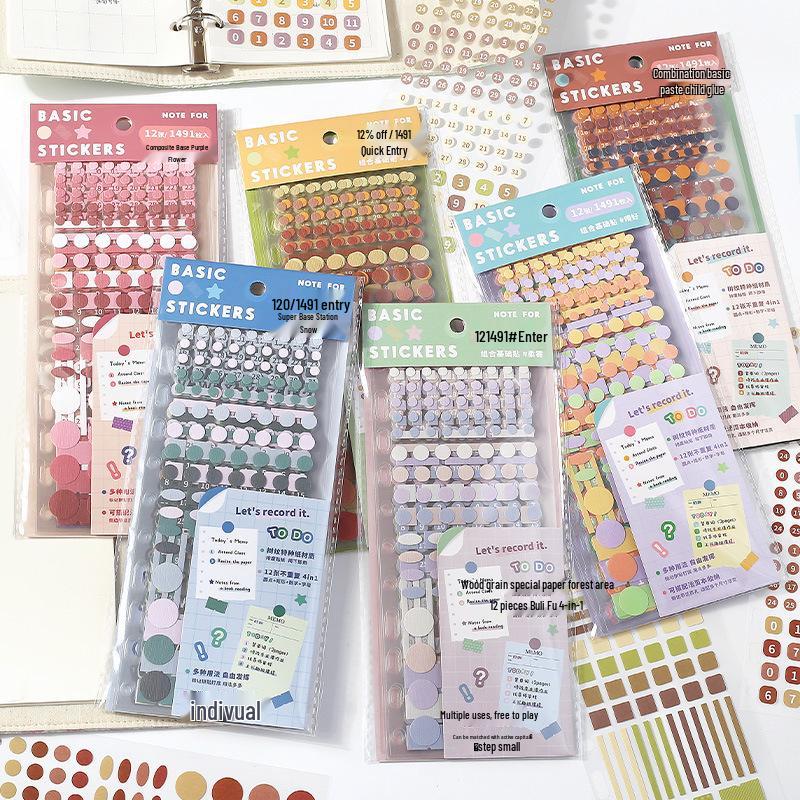 Four Seasons Korean Style Artistic Dot Marker Stickers Set for Journals