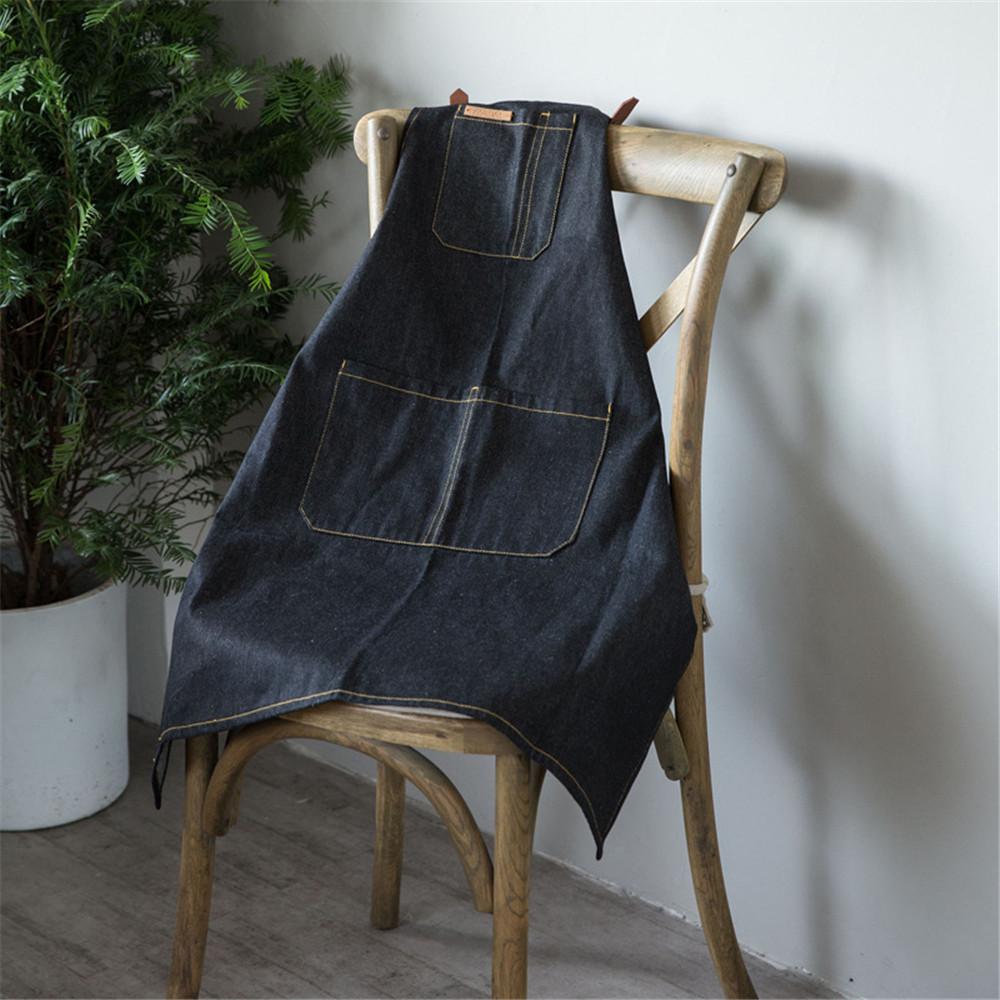 

Регулируемый хлопковый джинсовый женский фартук для домашней кухни, нагрудник для шеф-повара, стол для барбекю, кофейни, кафе, флориста, рабочие фартуки унисекс с карманом 75cm x 82cm чёрный