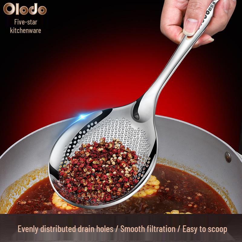 Heavy-Duty 316L Stainless Steel Skimmer Ladle - Large One-Piece Kitchen Strainer Spoon