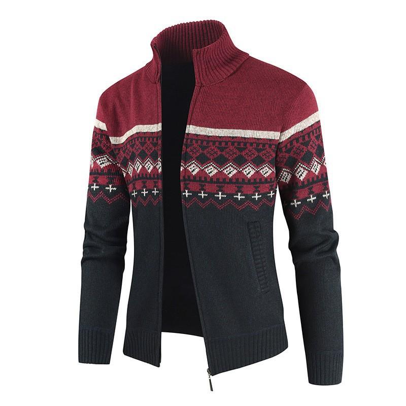 Men S Slim Fit Jacquard Long Sleeve Knit Cardigan Casual Daily Wear