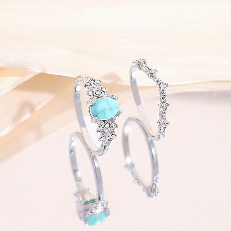 

Модное бирюзовое женское кольцо из двух частей Простое модное кольцо Женские украшения No. 11