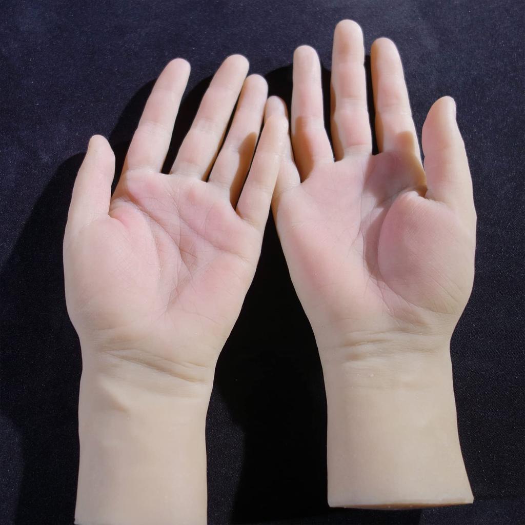 1 Pair Silicone Male Mannequin Hand Display Jewelry Display Art Sketch Manicure Exercise Fingers Can Be Flexed and Fixed Freely Life-Size