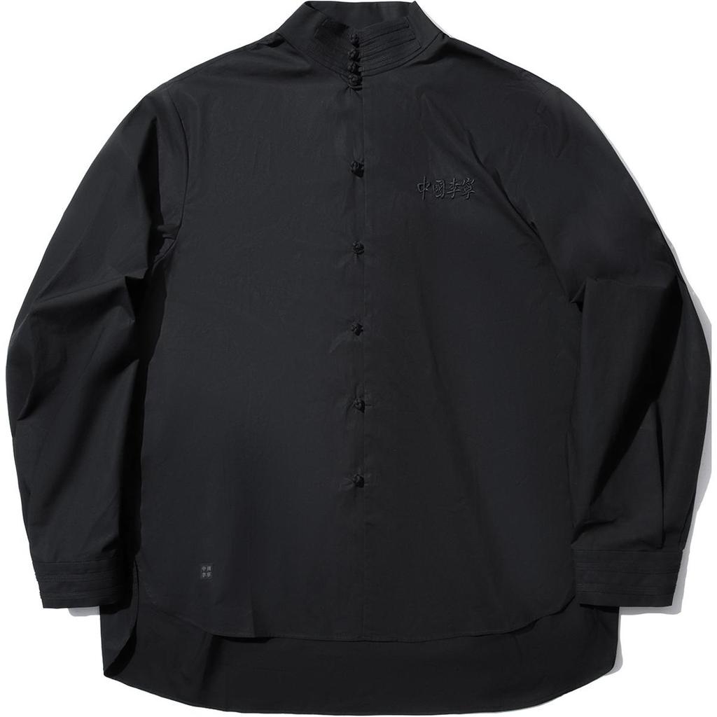 Li Ning Trendy Sports Series Loose Casual Comfortable Stand Collar Long Sleeve Shirt Unisex Shirts Black ASHU585-2