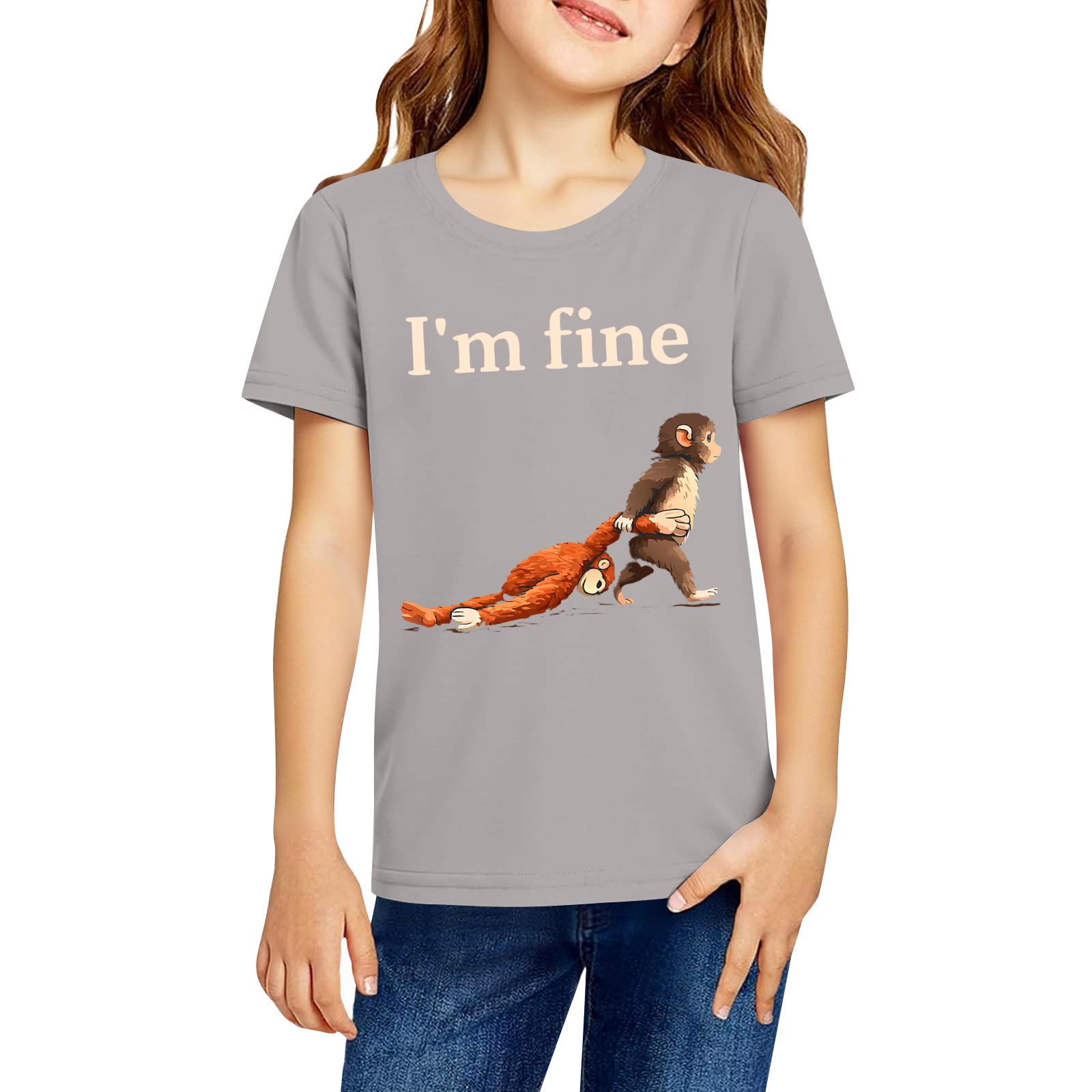 

Kids Casual Short Sleeve T Shirt with Graphic Print Round Neck Lightweight Top for Everyday Wear Boys Girls 130