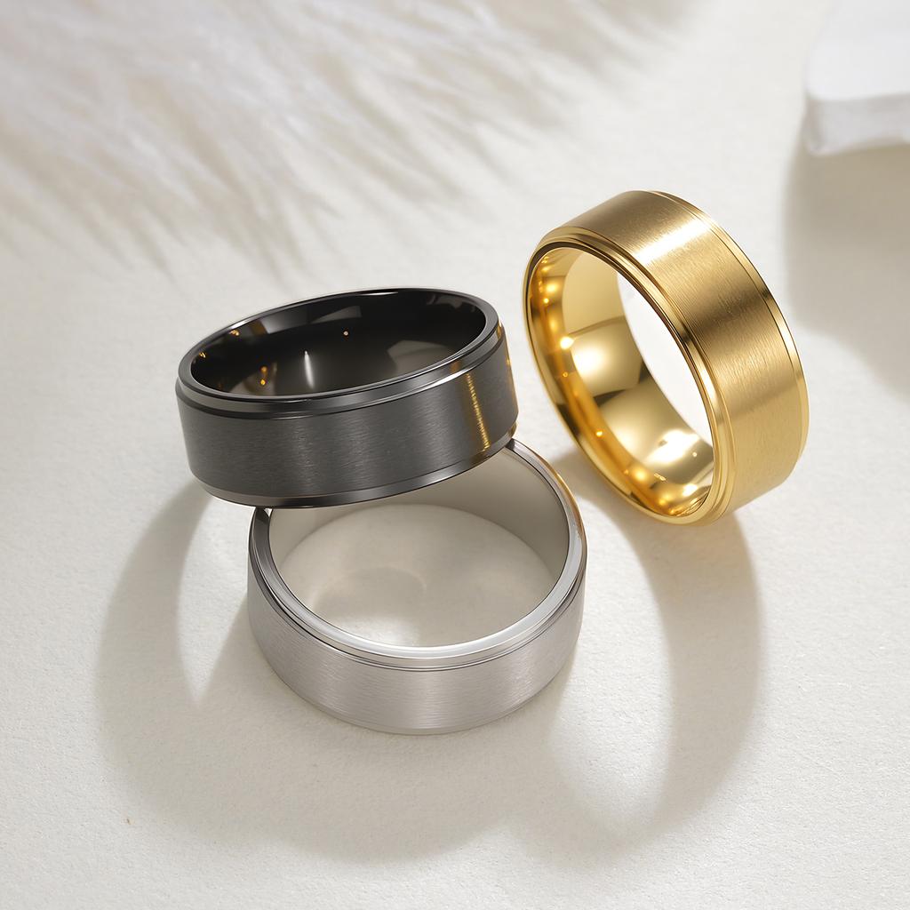 European and American Jewelry Men's Matte Black Plated Simple Fashion Ring
