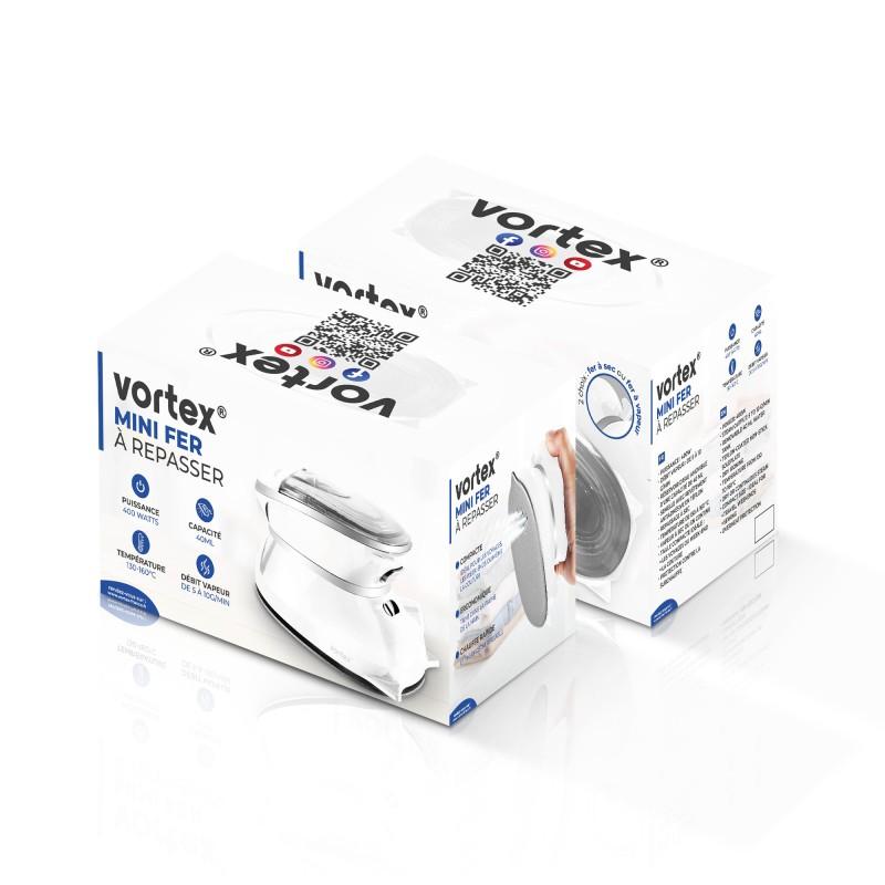 Vortex - Iron Lite White - Blanc - Mini Fer à Repasser Vapeur - 436w - Format Voyage