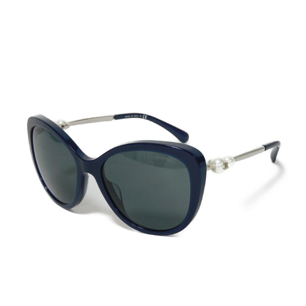Used 10097 Fox Shape Eyewear 5338-HA c.1426/S4 7968 CC Mark Faux Pearl COCO Mark Acetate Navy Women's from Japan