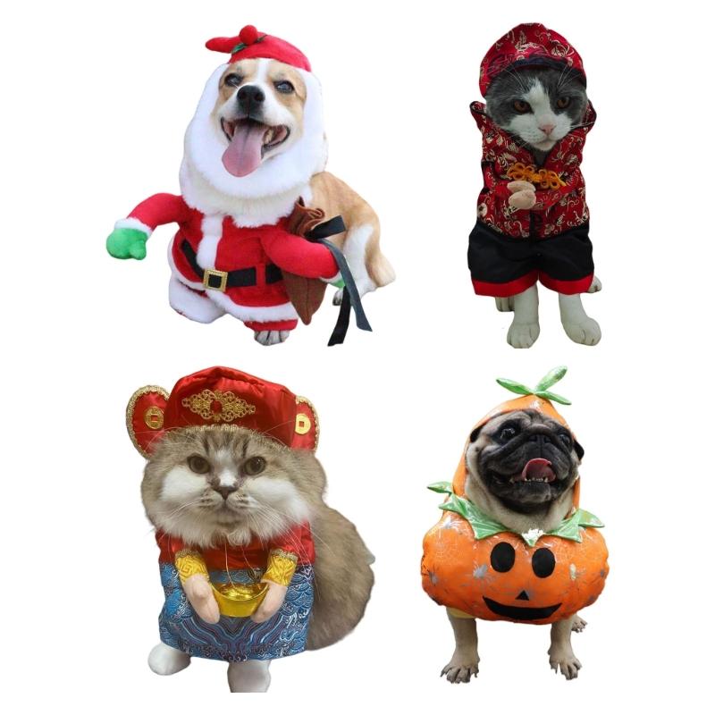Easy to Wear Pet Jumpsuits Machine Washable Dog Cats Festival Theme Clothing For Halloween New Year Party Gathering