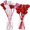 10pcs Exquisite Glitter Hearts Stick Foam DIY Vase Pick Stick Flower Bouquet Cake Topper Wedding Accessory
