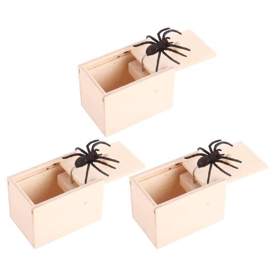 Halloween Spider Scared Wooden Box Prank Toy Funny Spoof Trick Spider Box Toy Halloween Scary Spider Jumps Out Great Party Gag Gift