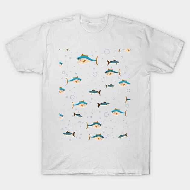 Vintage fishing pattern. Made in Australia T-Shirt S