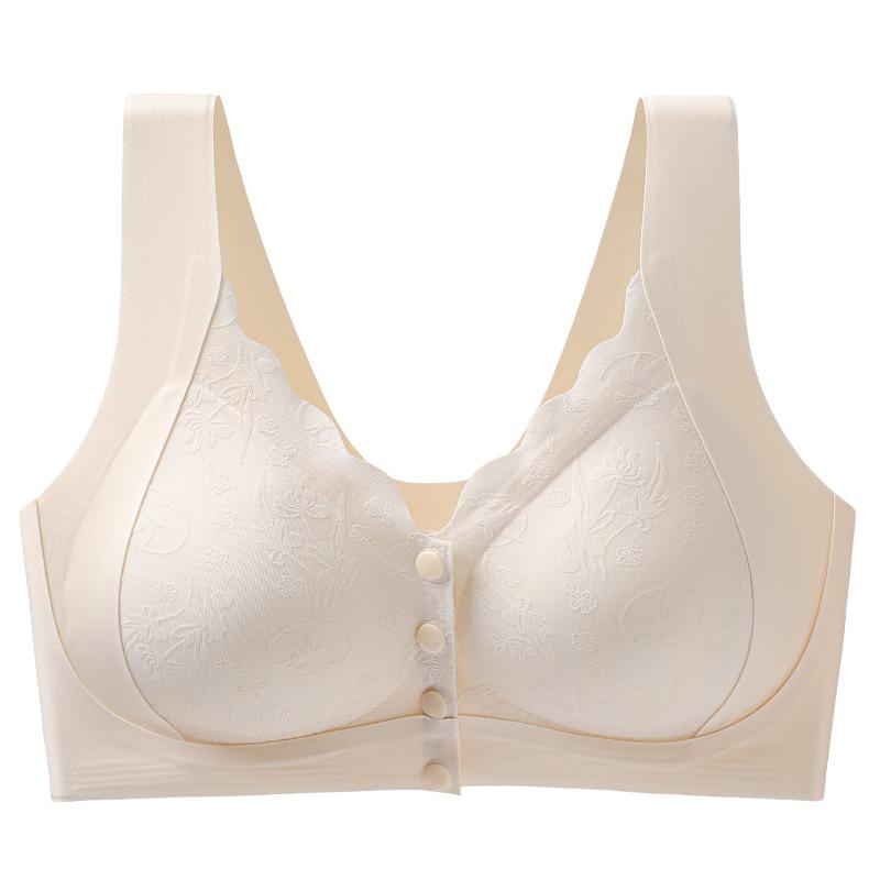 Front Buckle Wireless Bra For Mothers Breathable Seamless No Pressure Middle Aged Underwear