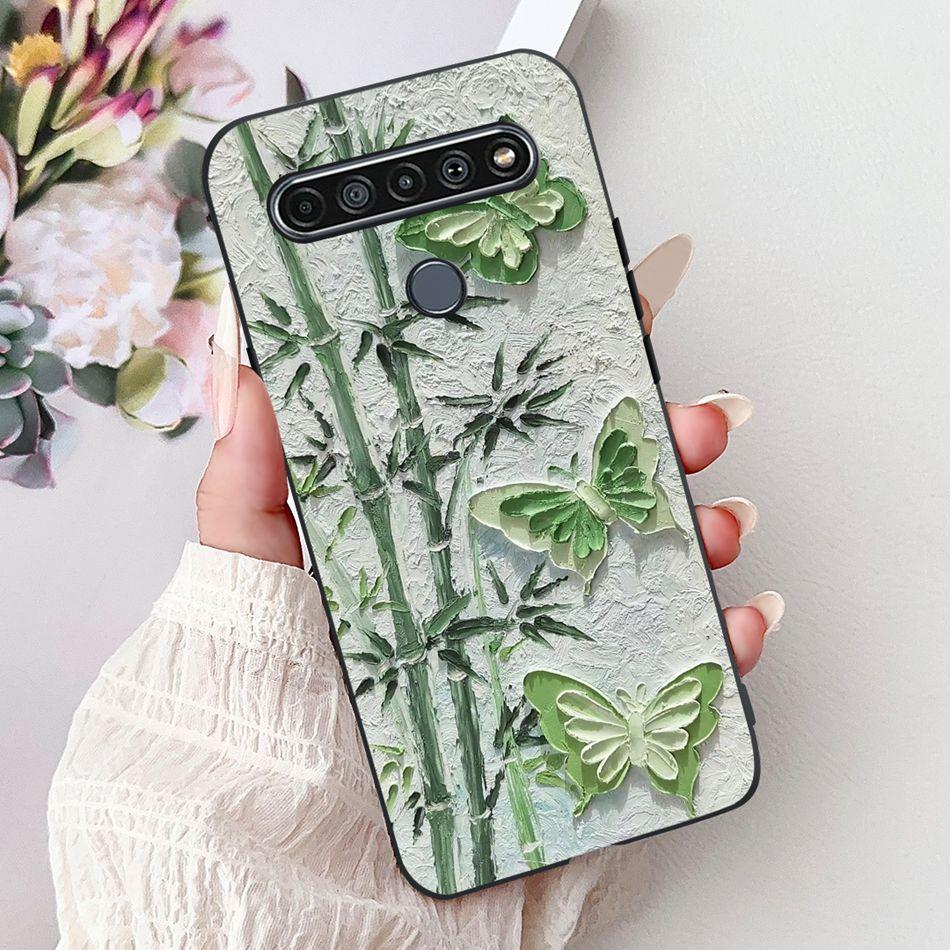 For LG K41S K51S 2020 Elegant Floral Cat Printed Phone Case For LG K41S K51S LM-K410 LM-K510 Black Silicone Soft Cases